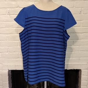 Loft Blue Blouse with Black Stripes